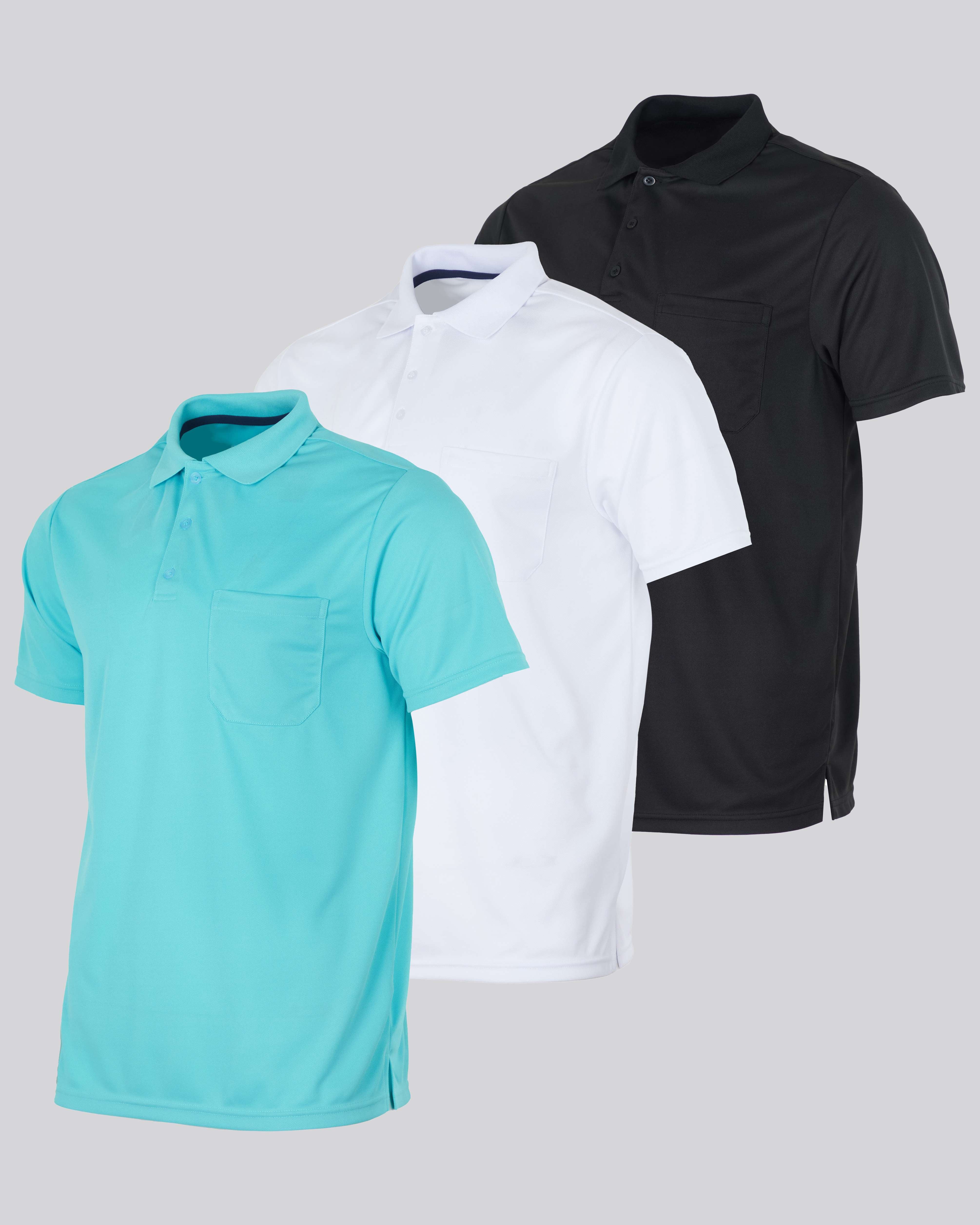 3 Pack: Men's Short Sleeve Dry-Fit Polo Shirt (Available in Big & Tall)