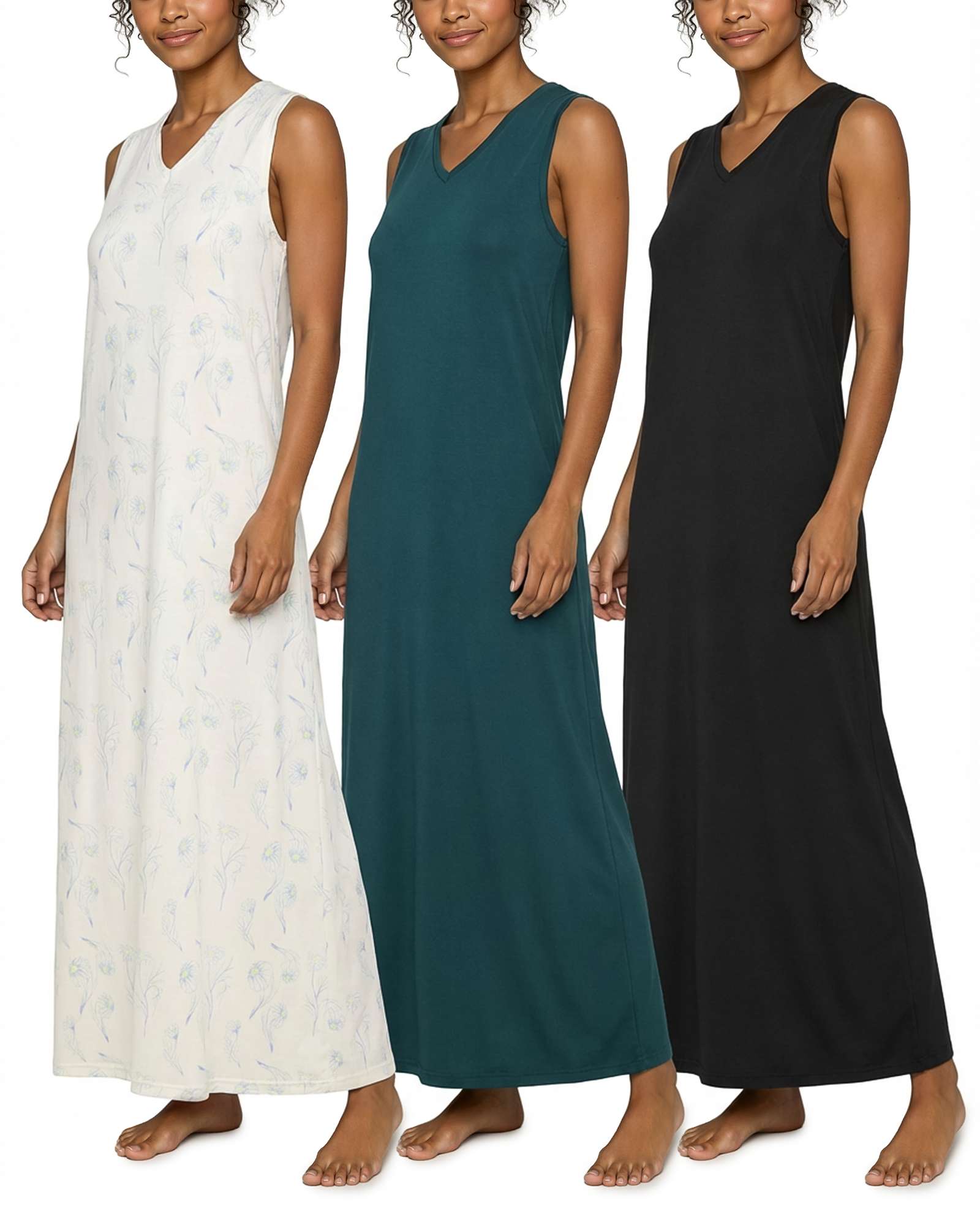 3 Pack: Women's Soft Tank Nightgown (Available in Plus Size)