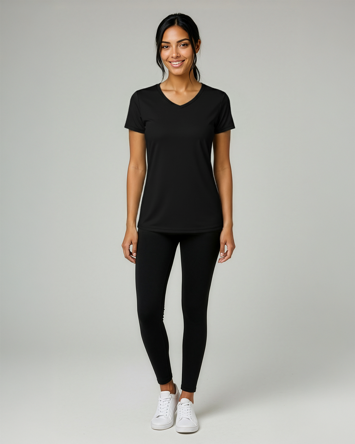 Real Essentials 5 Pack Womens Dry Fit V Neck Workout Tops Athletic T Shirts Gym Yoga Tees - Set 5