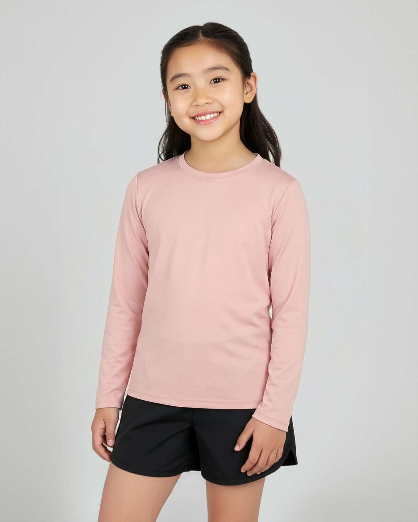 4 Pack: Girls Dry-Fit Long Sleeve Active Crew Neck T-Shirt – Real