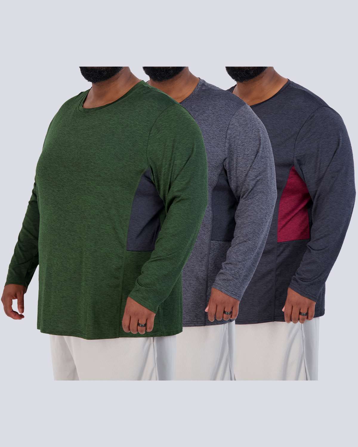 3 Pack: Mens Big & Tall Dry Fit Long-Sleeve Crew Neck T-Shirt