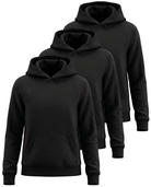 Real Essentials 3 Pack Girls' Fleece Pullover Hoodies Sweatshirts Sweaters Kids Teens Tops - Solid Black, Solid Black, Solid Black