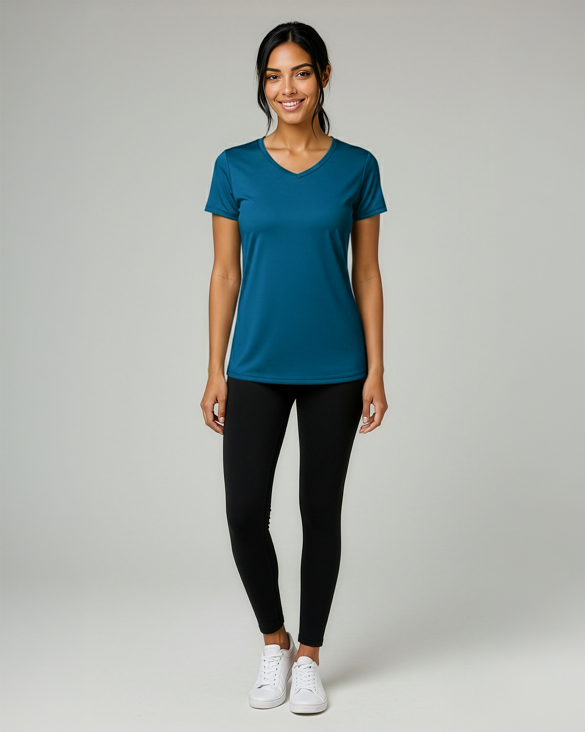 Real Essentials 5 Pack Womens Dry Fit V Neck Workout Tops Athletic T Shirts Gym Yoga Tees - Set 13