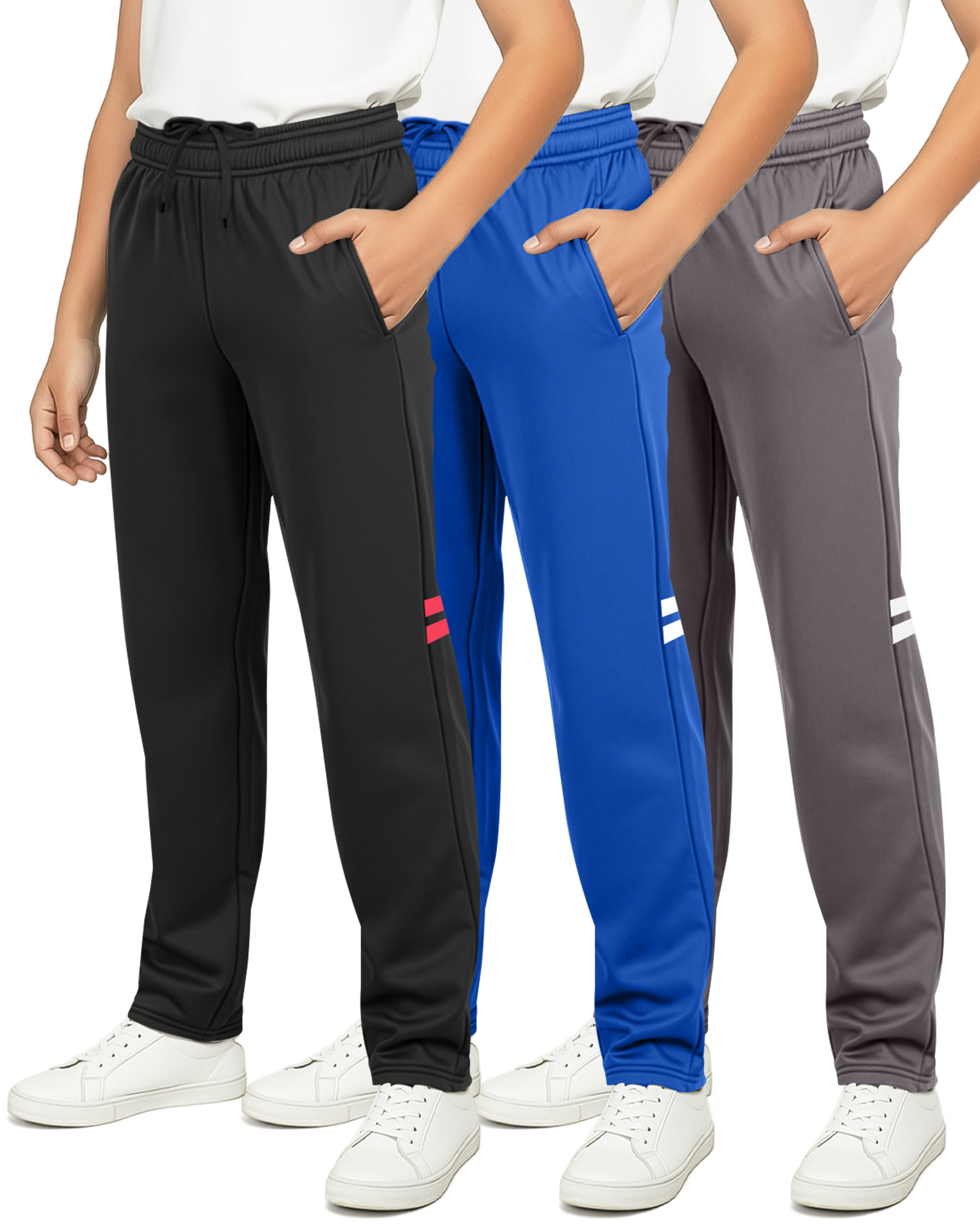 3 Pack: Boys Tricot Open Bottom Fleece-Lined Sweatpants