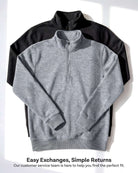Real Essentials 2 Pack Mens Fleece Sweatshirt Sweater Half Zip Pullover Long Sleeve Casual - Solid Navy Blazer, Charcoal Heather