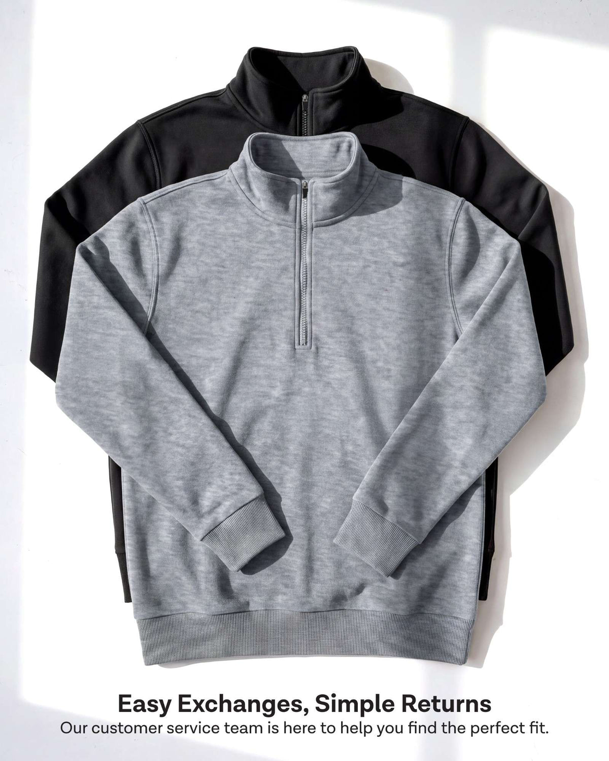 Real Essentials 2 Pack Mens Fleece Sweatshirt Sweater Half Zip Pullover Long Sleeve Casual - Solid Navy Blazer, Charcoal Heather