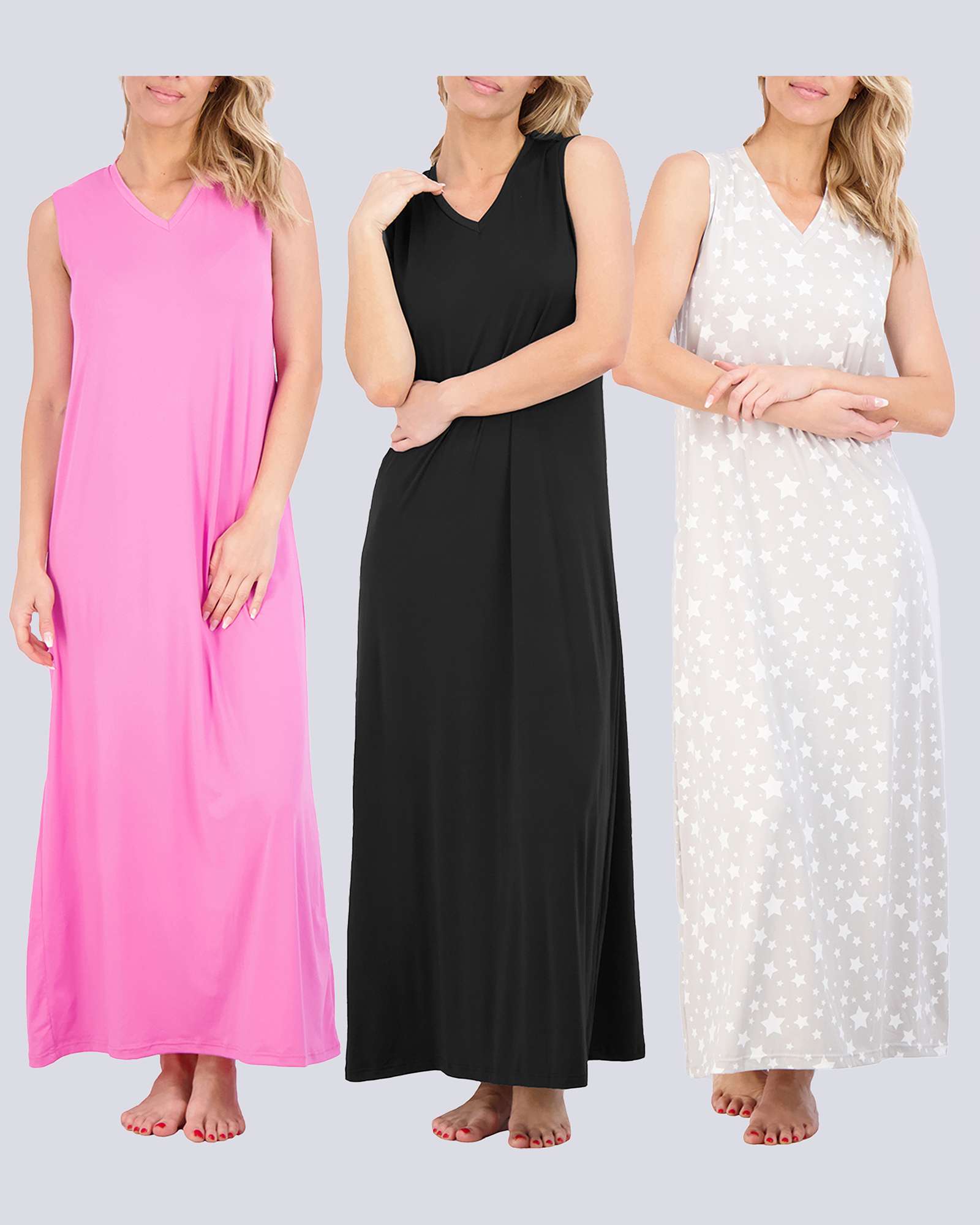 3 Pack: Women's Soft Tank Nightgown (Available in Plus Size)