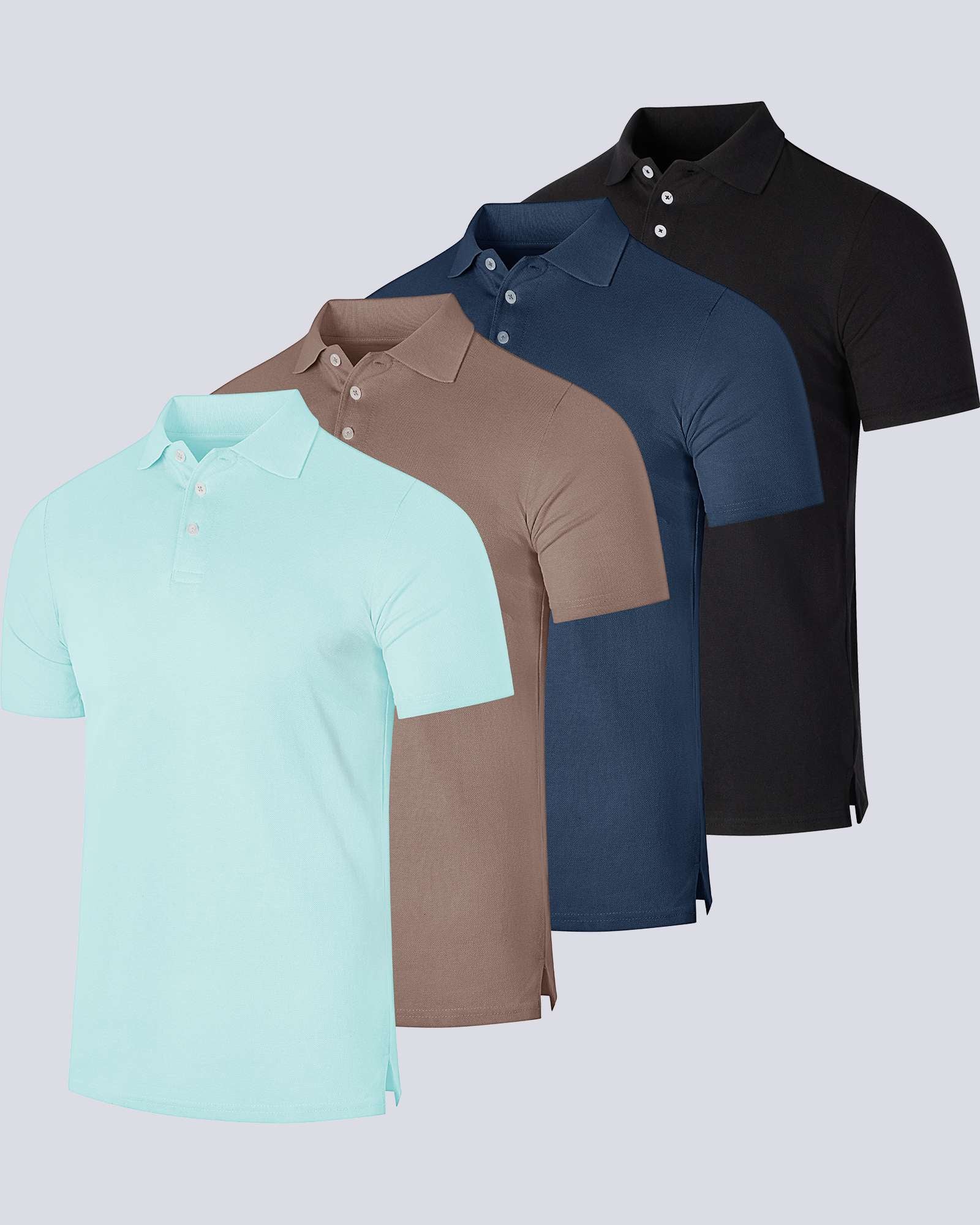 4 Pack: Men's Cotton Pique Short Sleeve Polo Shirt - Performance Polo (Available In Big & Tall)