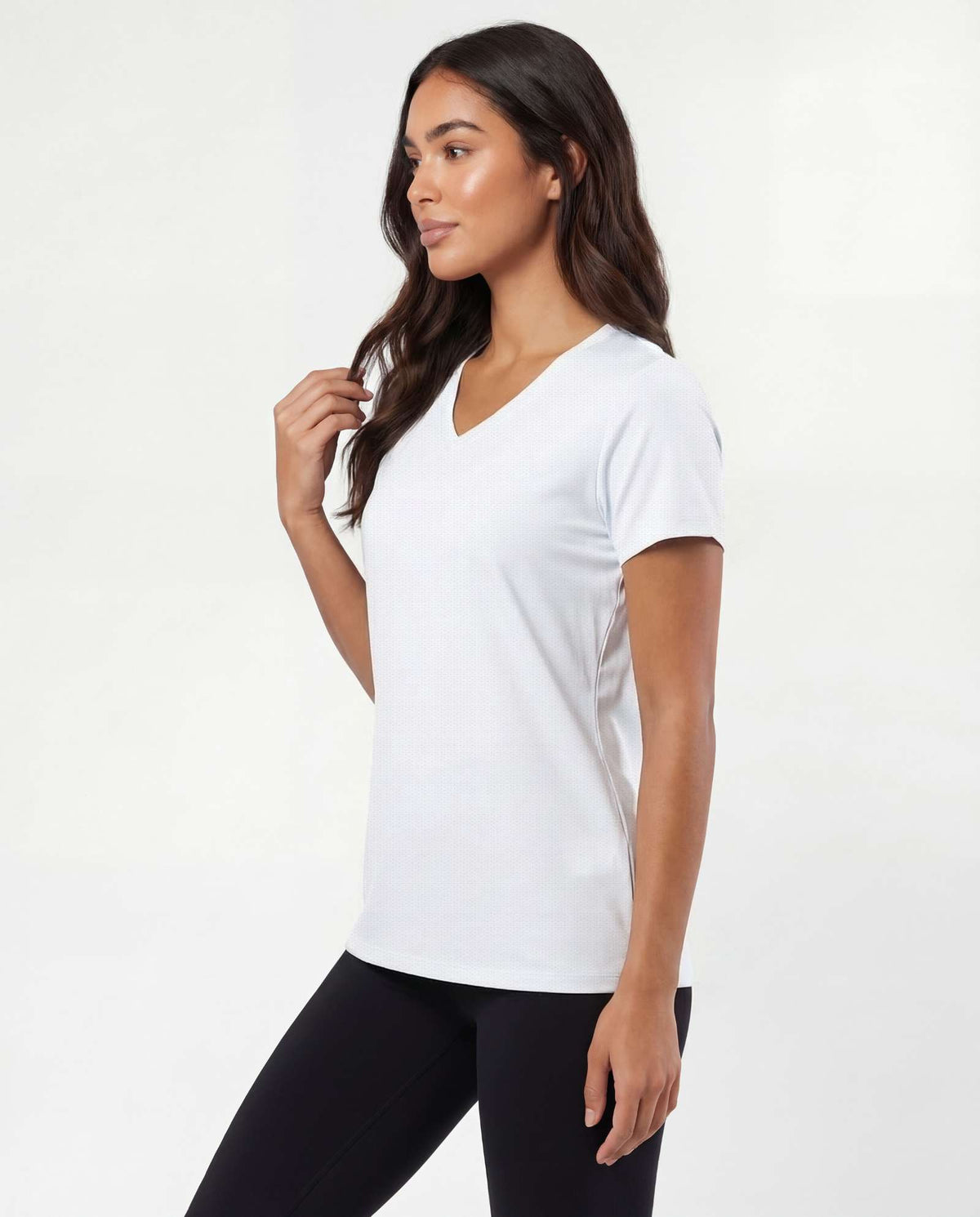 Real Essentials 5 Pack Women's V Neck Tshirts Short Sleeve Dry Fit Workout Tops Tees Shirts - Solid Bright White, Solid Bright White, Solid Bright White, Solid Bright White, Solid Bright White