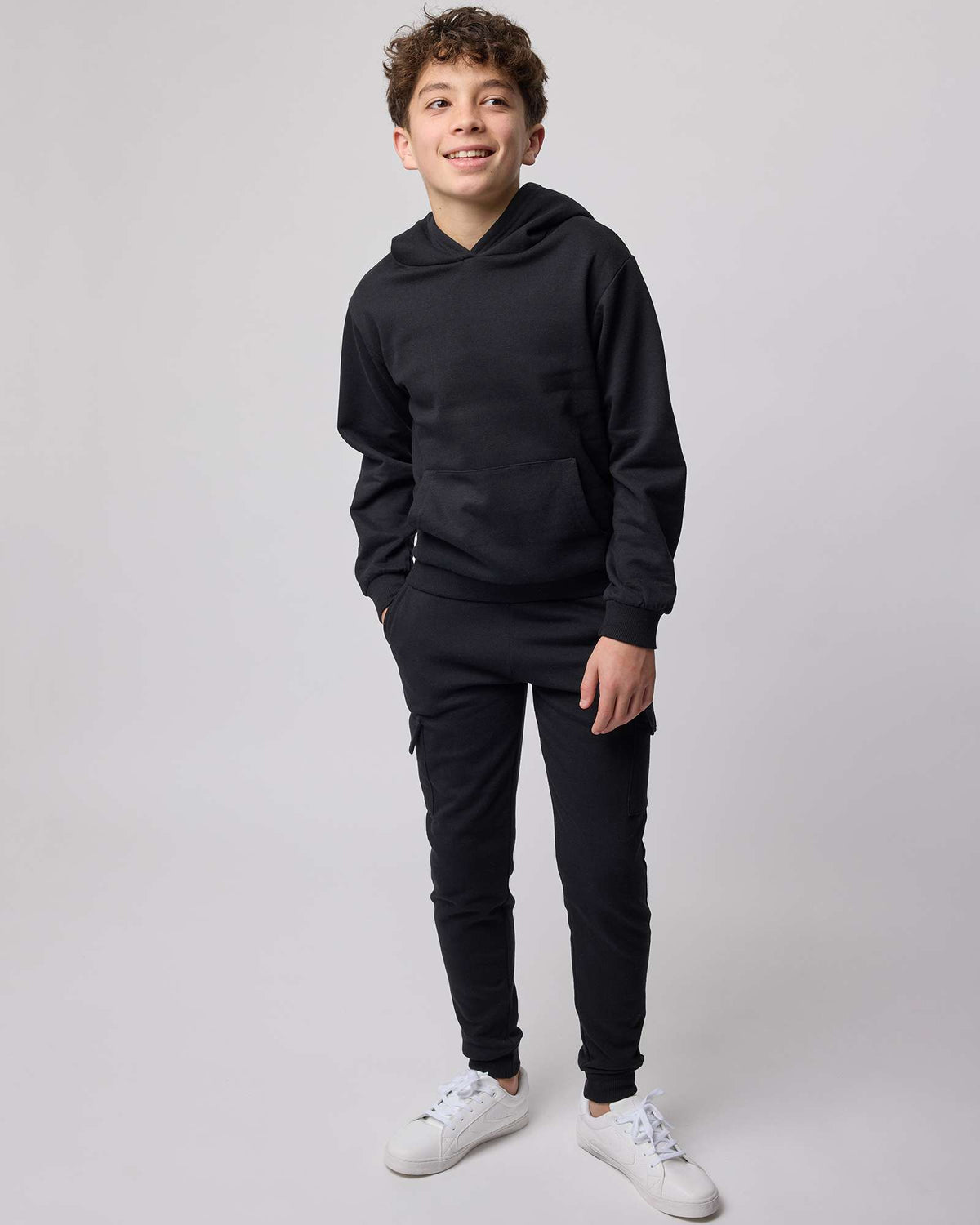 Real Essentials 3 Pack Boys' Cotton Cargo Fleece Joggers Sweatpants Pockets Athletic Kids - Set 2