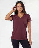 Real Essentials 5 Pack Women's V Neck Tshirts Short Sleeve Dry Fit Workout Tops Tees Shirts - Solid Black, Solid Bright White, Charcoal, Burgundy, Solid Elemental Blue