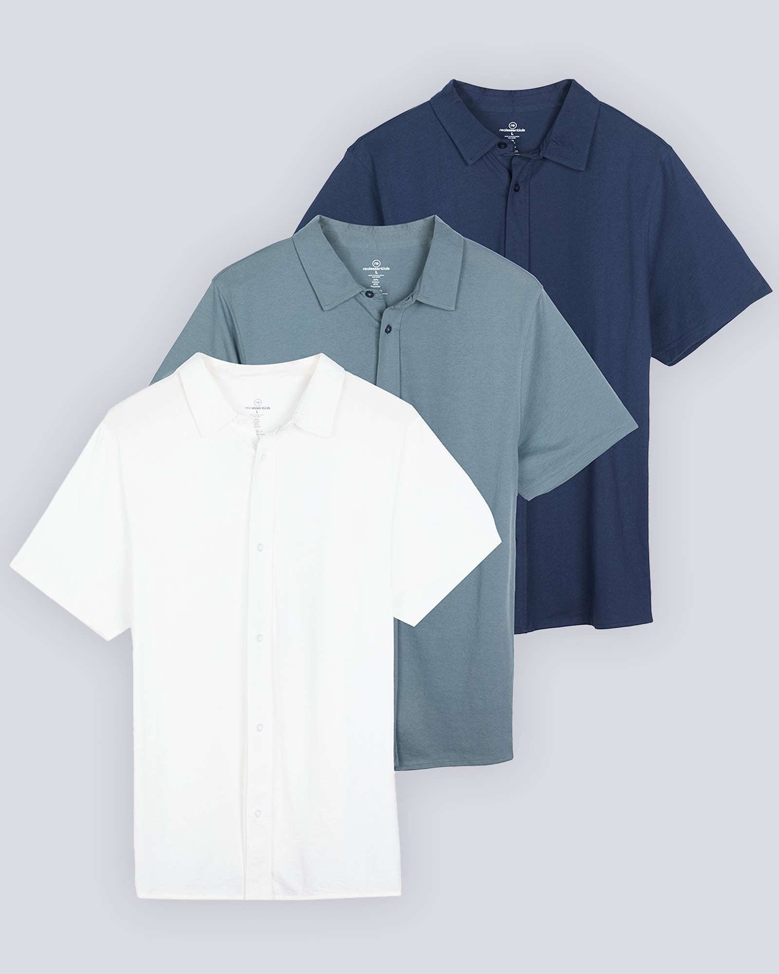 3 Pack: Men's Regular Fit Short Sleeve Button Down Shirt (Available in Big & Tall)