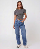 Real Essentials 3 Pack Women's Cropped Cotton Tshirts Ribbed Cap Sleeve Tees Going Out Tops - Solid Black, Solid Navy Blazer, Charcoal Heather