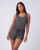 Real Essentials 3 Pack Women's Pajama Sets 3 Piece Crew Tee Tank Top Sleep Shorts Sleepwear - Charcoal Heather