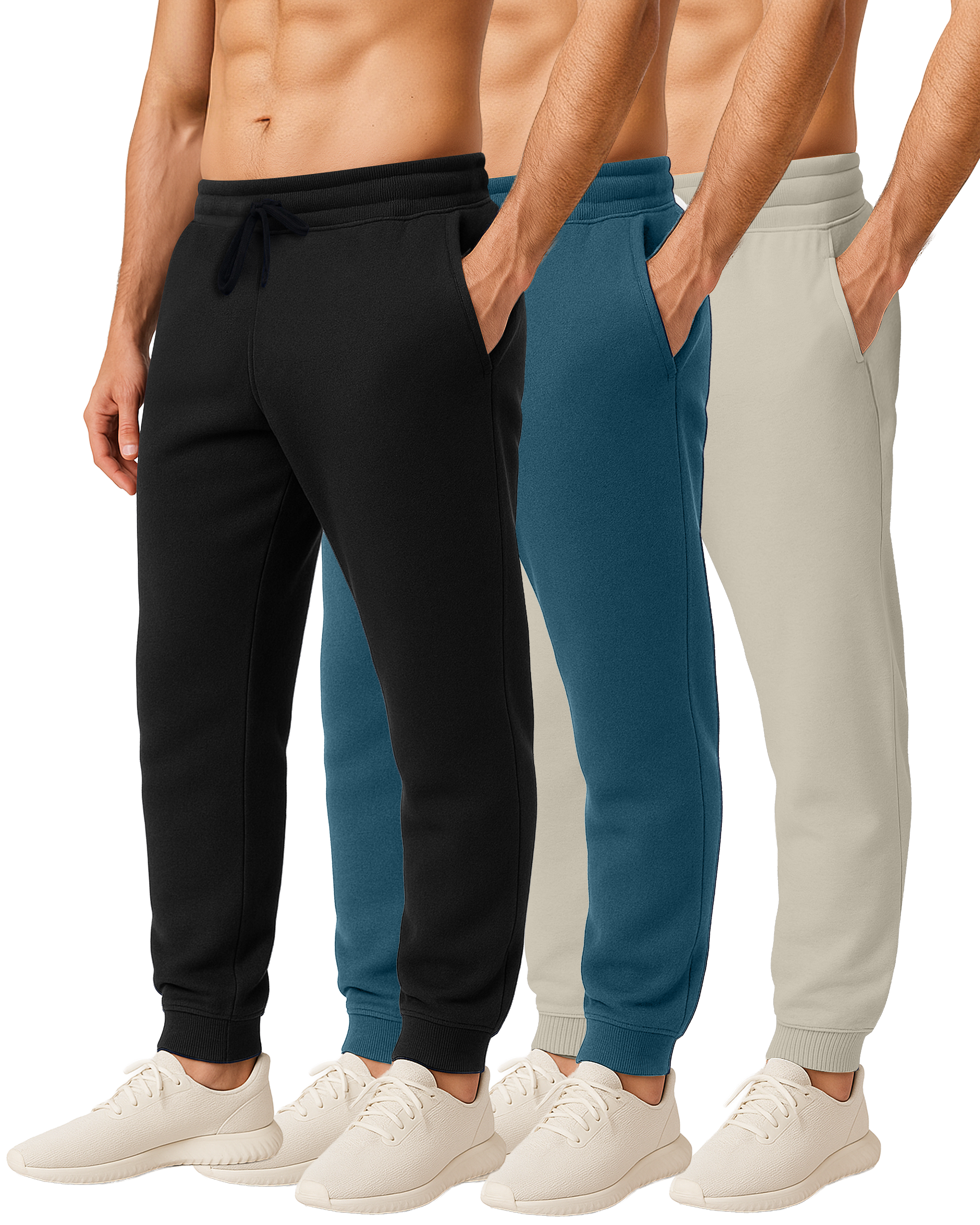 3 Pack: Mens Fleece Jogger Sweatpants