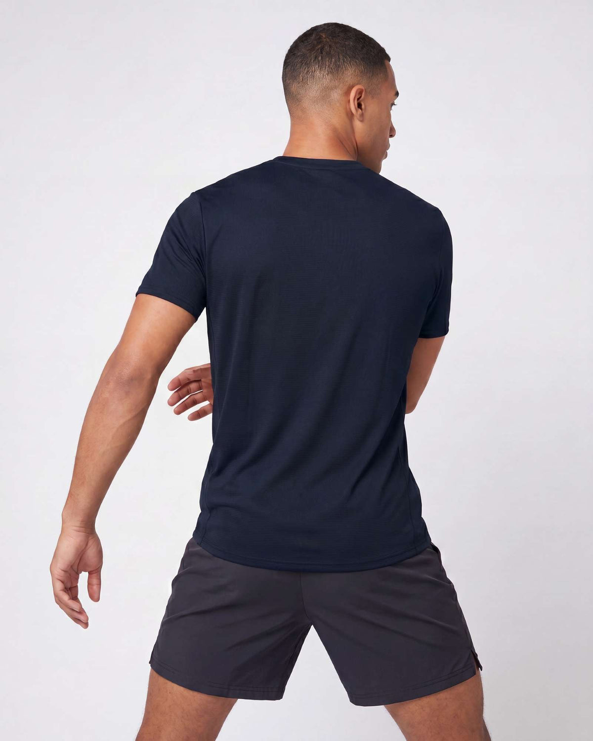 Real Essentials 5 Pack Men's Dry Fit Short Sleeve Crew T Shirts Gym Tees Athletic Workout - Solid Black, Solid Bright White, Navy Blazer, Charcoal, Solid Ultimate Grey