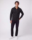 Real Essentials 2 Pack Mens Fleece Quarter Zip Sweatshirt Sweater Collared Long Sleeve Top - Solid Black, Grey Heather