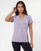 Real Essentials 5 Pack Women's V Neck Tshirts Short Sleeve Dry Fit Workout Tops Tees Shirts - Solid Black, Solid Bright White, Navy Blazer, Solid Orchid Petal, Solid Surf Spray