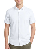 Real Essentials 3 Pack Men's Cotton Short Sleeve Button Down Casual Work Shirt Button Up - SOLID BRIGHT WHITE