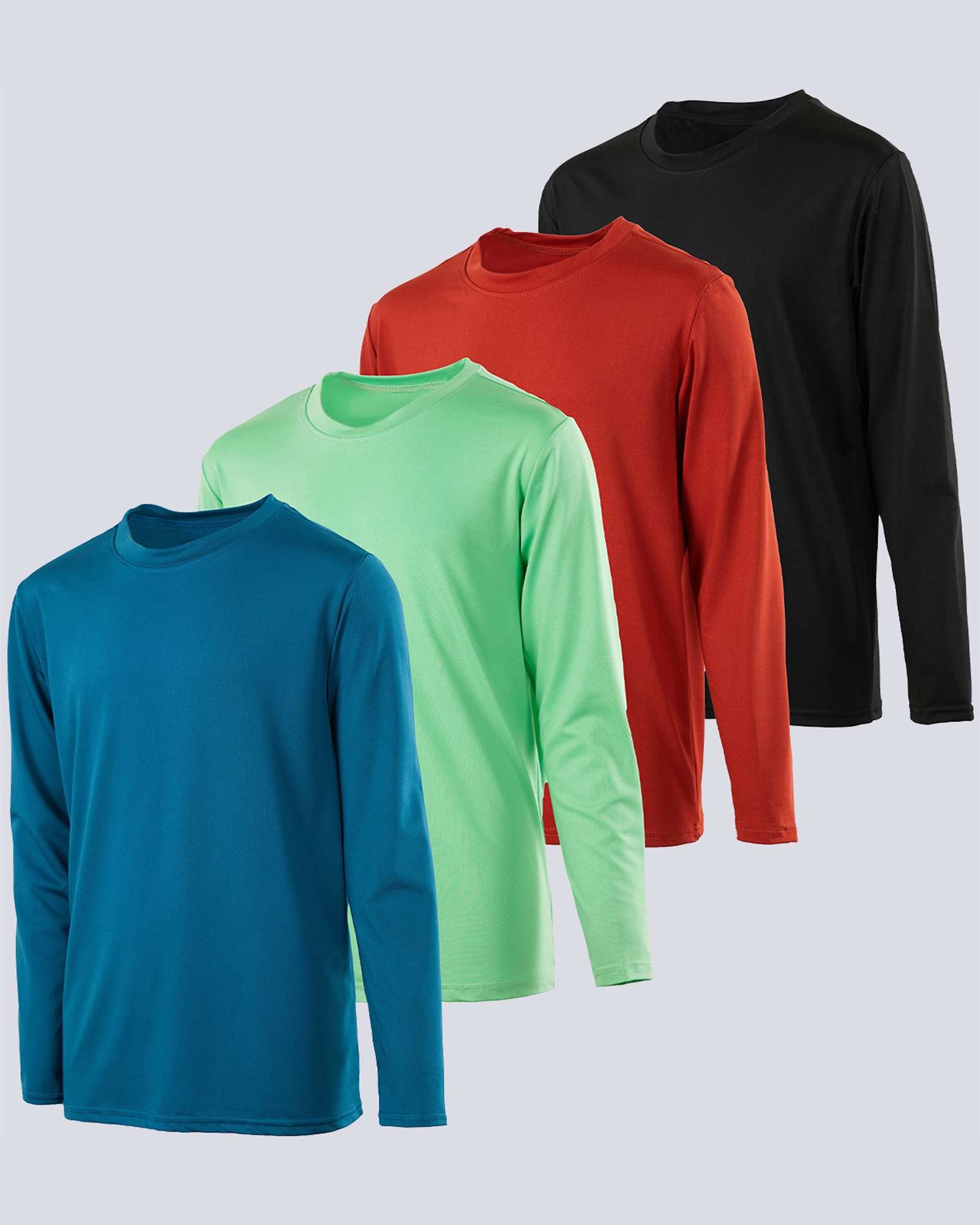 4 Pack: Boys Dry-Fit Active Long-Sleeve T-Shirt