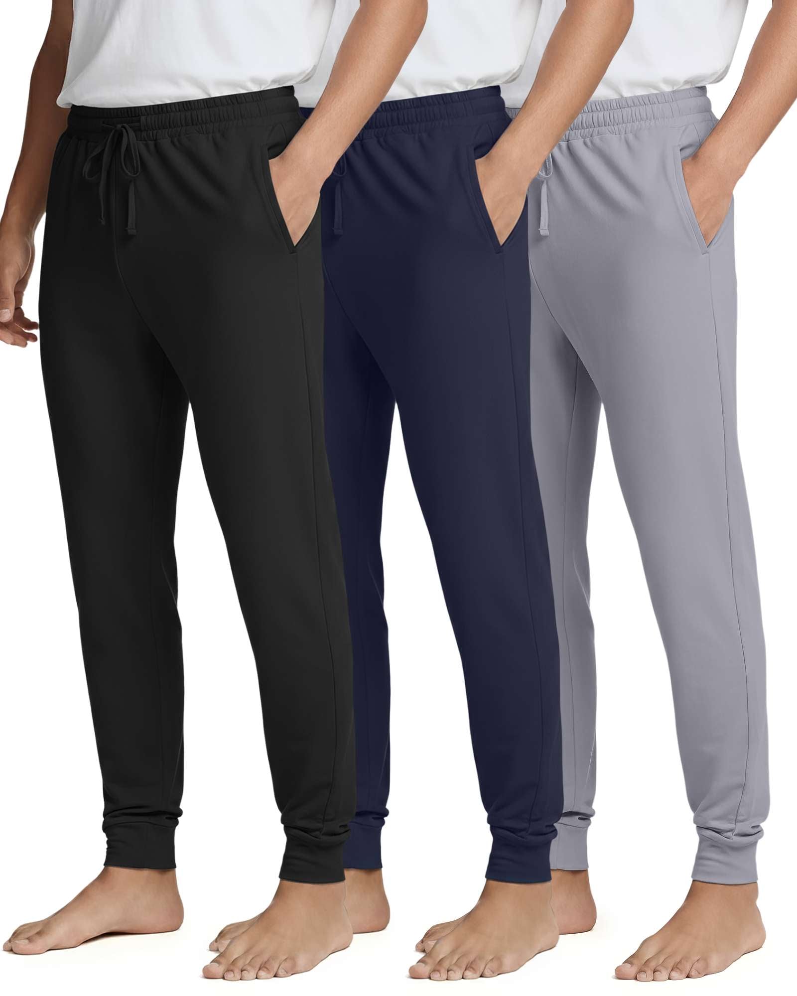 3 Pack: Men's Soft Lounge Sleep Joggers