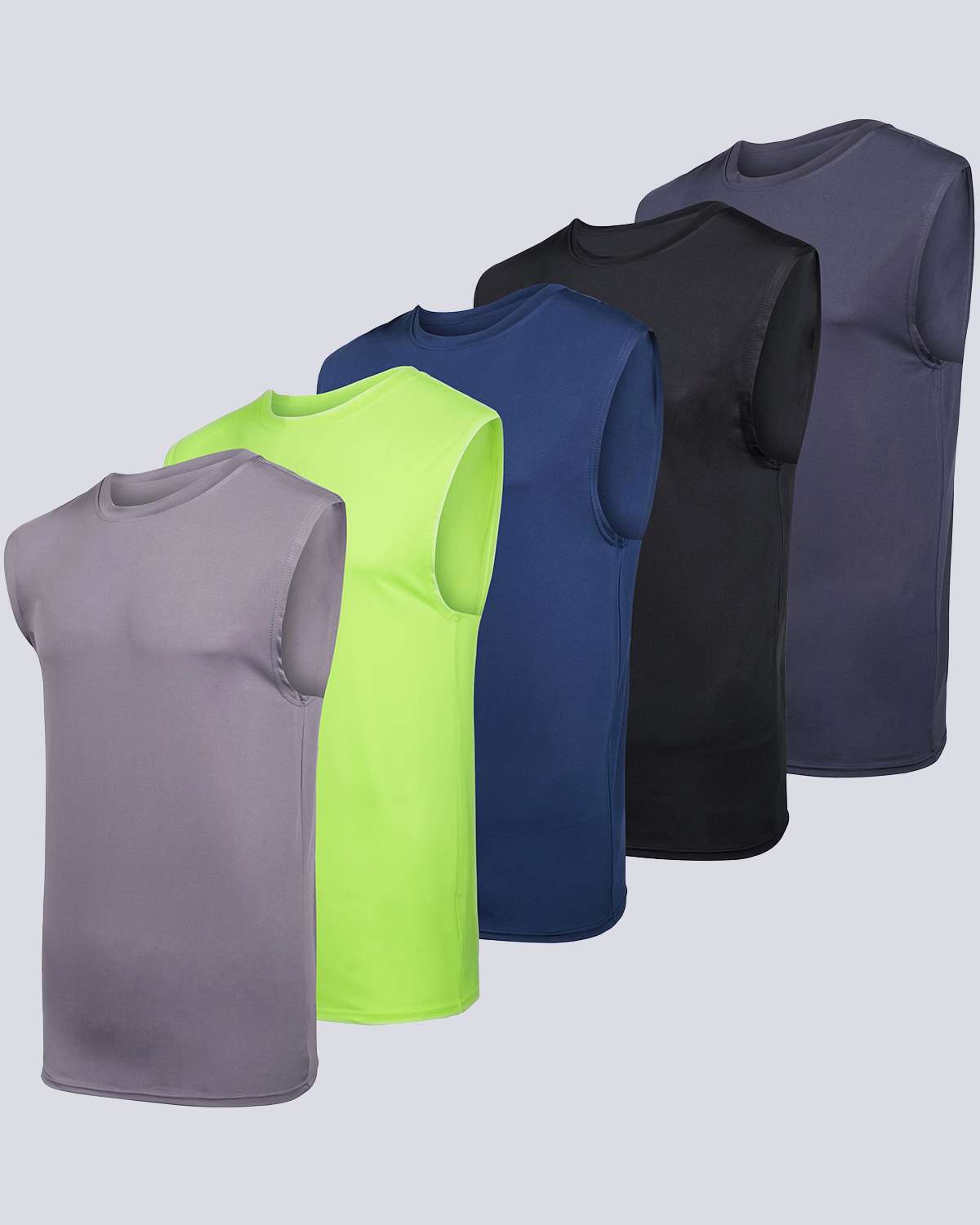 5 Pack: Mens Dry-Fit Active Tech Tank Top