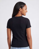 Real Essentials 3 Pack Women's Cotton Ribbed Tshirts Short Sleeve Crew Neck Tees Basic Tops - Solid Black, Solid Ballad Blue, Solid Pale Lilac