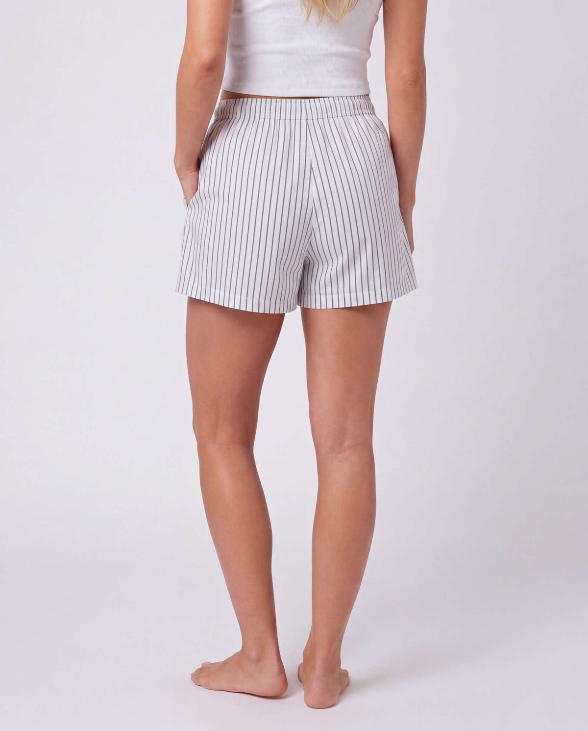 Real Essentials 3 Pack Women's Cotton Pajama Shorts Boxer Lounge Sleepwear PJs with Pockets - Iceberg Green Stripe, Orchid Petal Stripe, Bright White Stripe