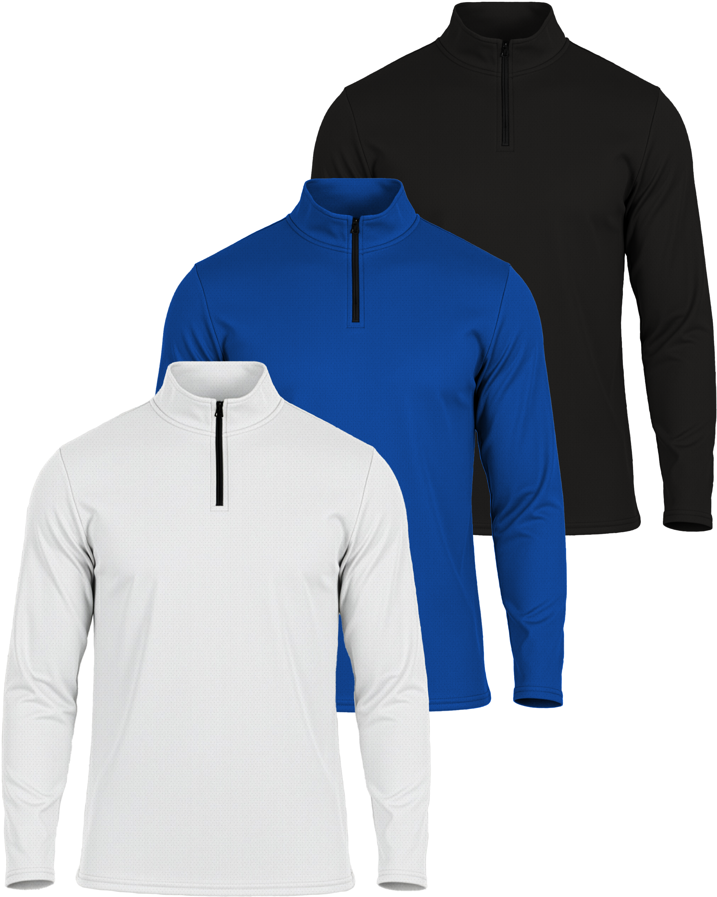 3 Pack: Mens Mesh Active Quarter Zip Pullover
