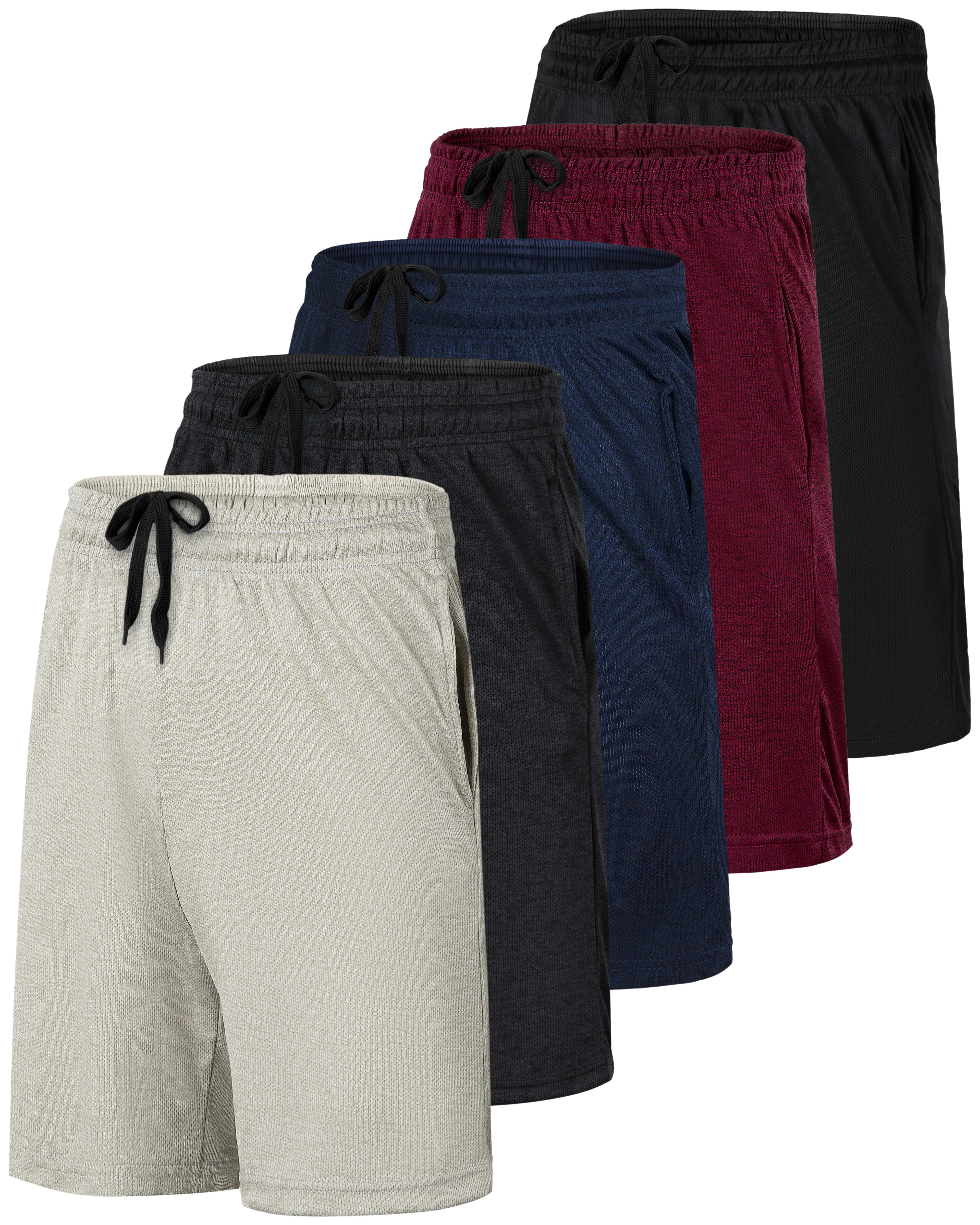 5 Pack: Men's Mesh Athletic Gym Shorts