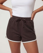 Real Essentials 4 Pack Women's Fleece Dolphin Shorts Lounge Sweatshorts Comfy Sleep Pajama - Solid Black, Solid Chocolate Torte, Solid Moonbeam