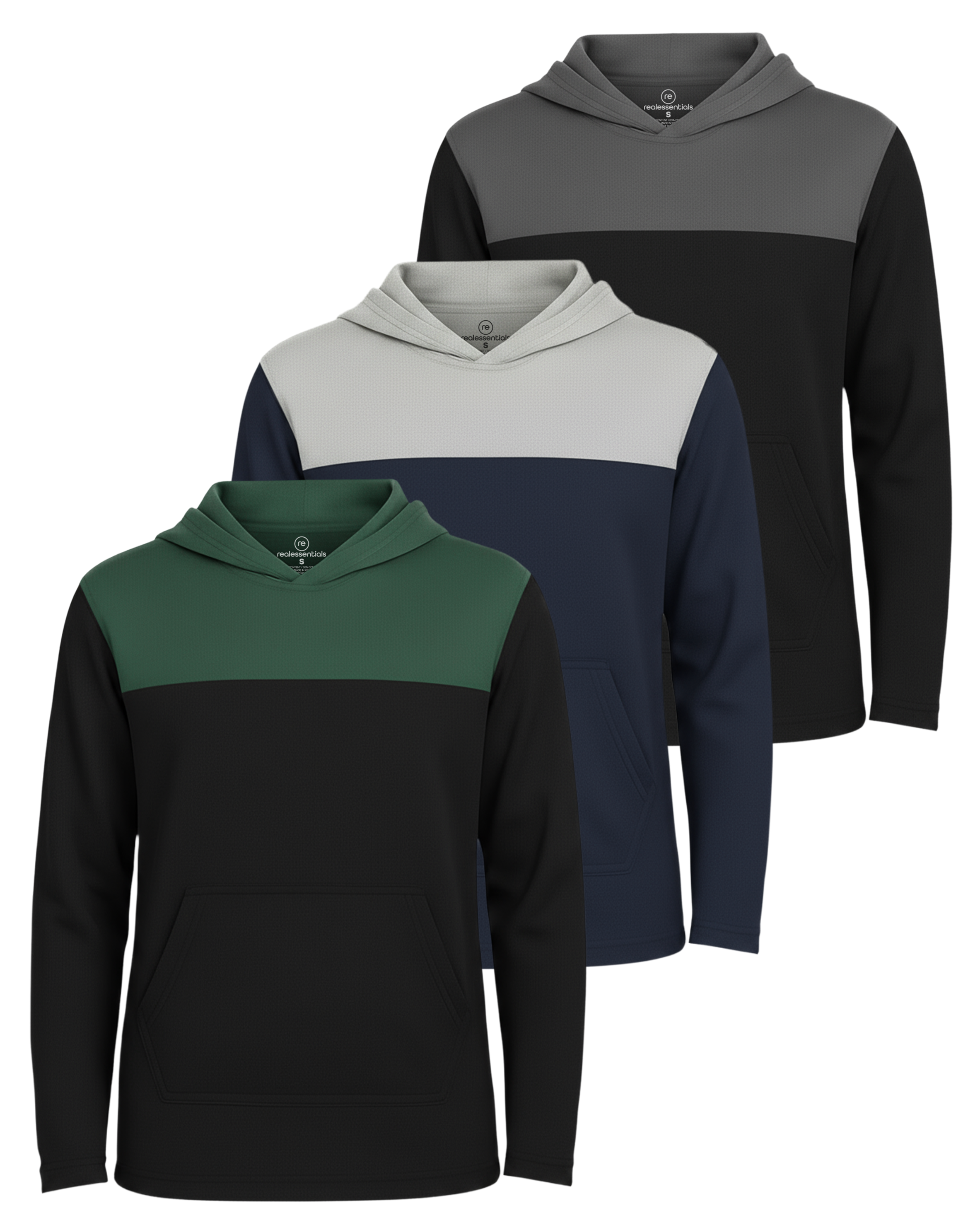 3 Pack: Boys Mesh Long Sleeve Pullover Hoodie Active Sweatshirt