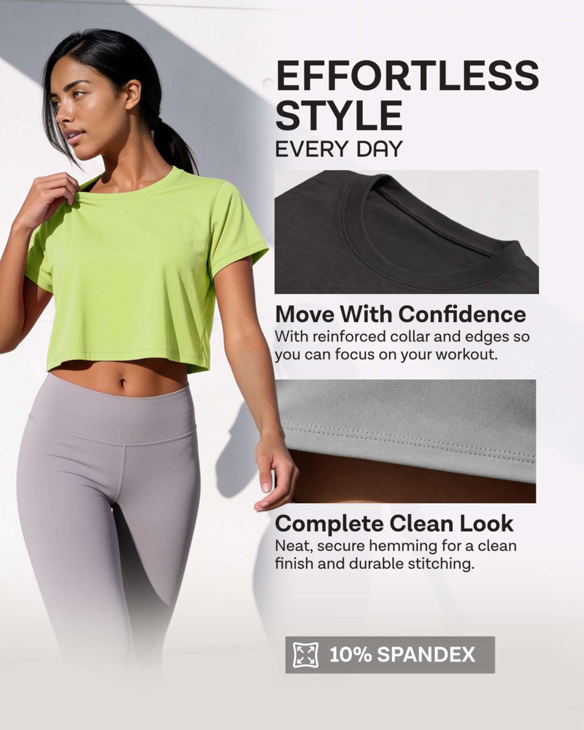 Real Essentials 5 Pack Women's Dry Fit Crop Top Workout T Shirts Short Sleeve Athletic Gym - Set 12