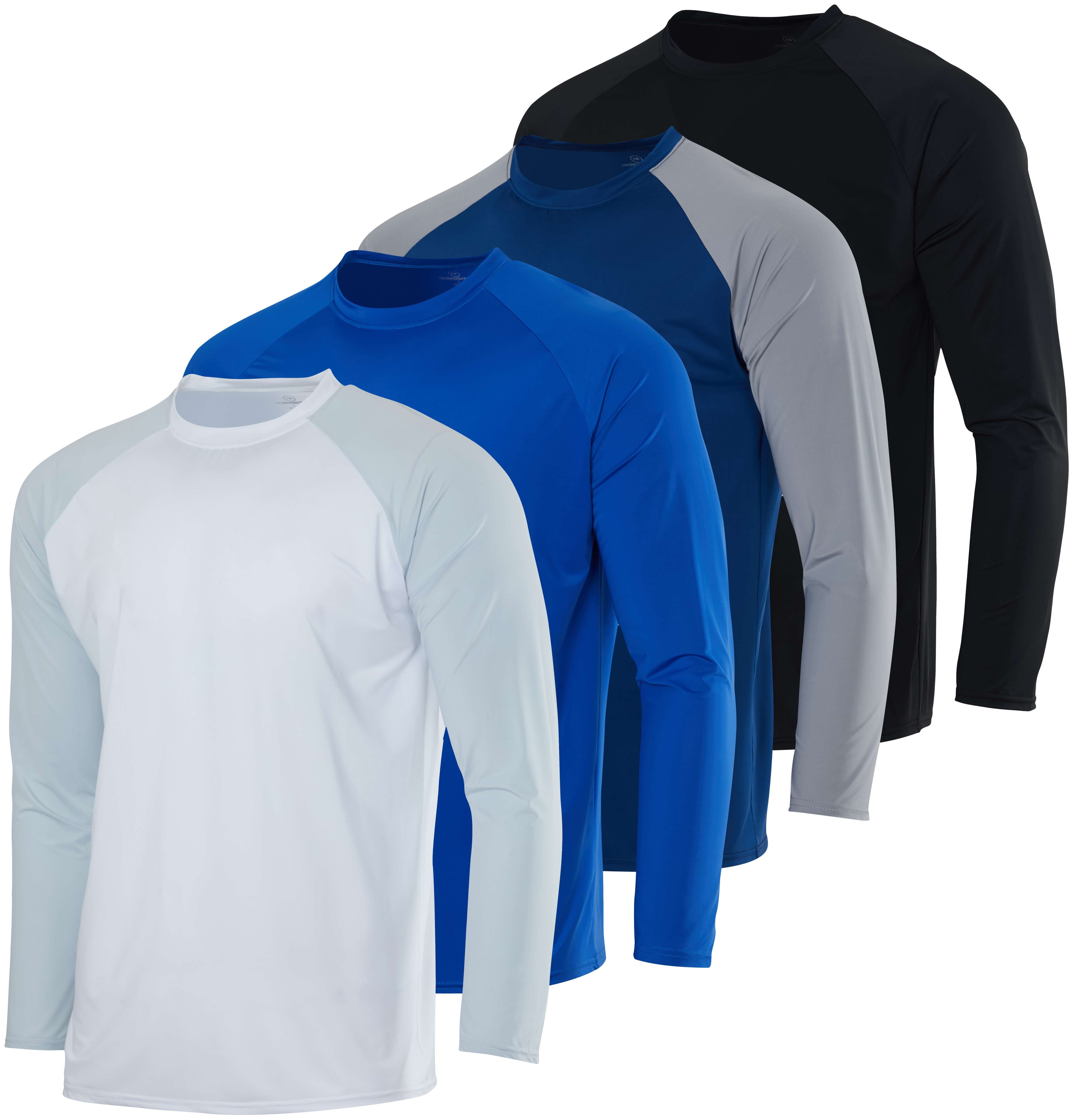 Real Essentials 4 Pack: Boys' Rash Guard Long Sleeve Swim Shirt UV Sun Protection Fishing & Swimwear Tops for Kids
