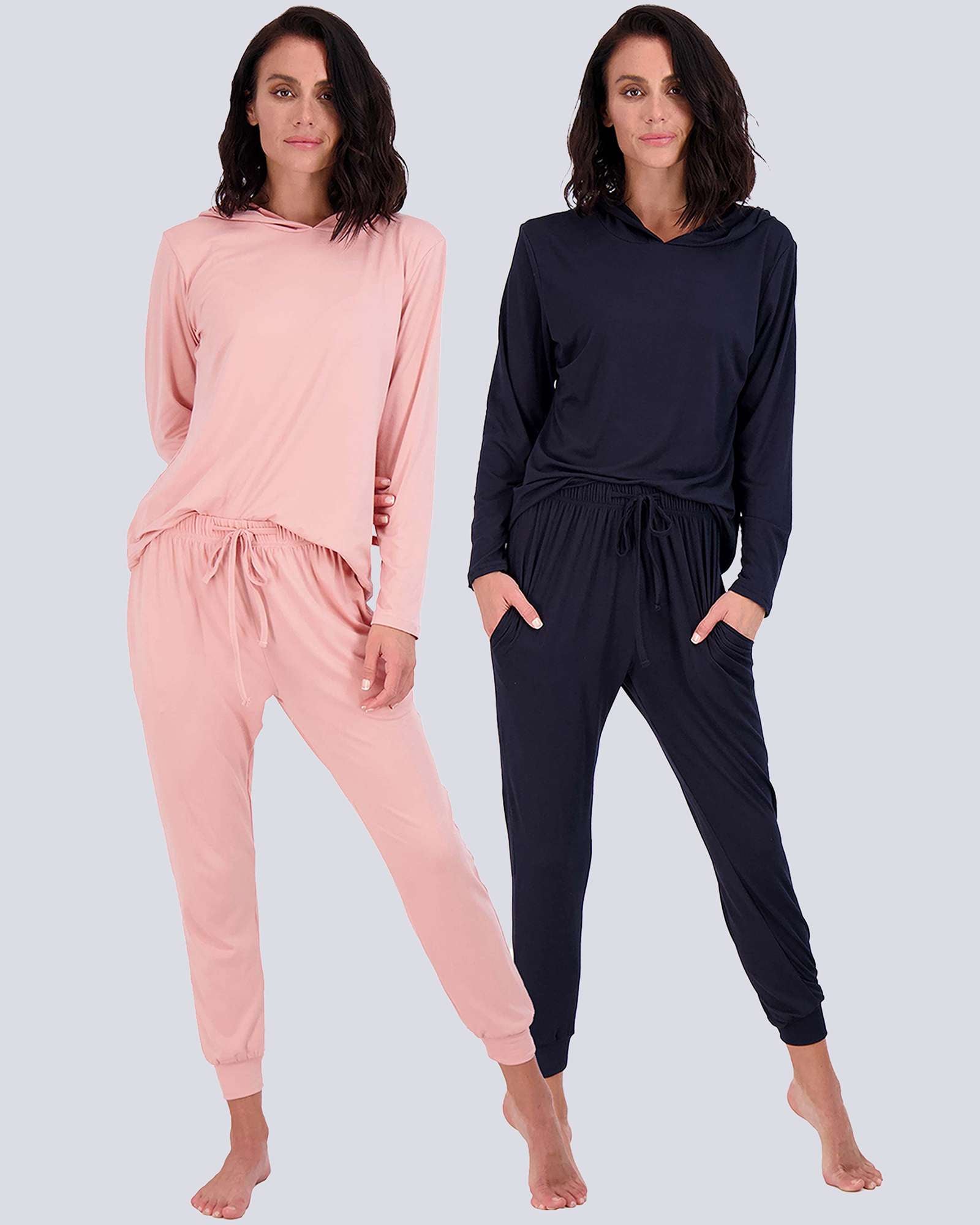 4 Piece: Womens Long Sleeve Henley & Jogger Lounge Pajama Set
