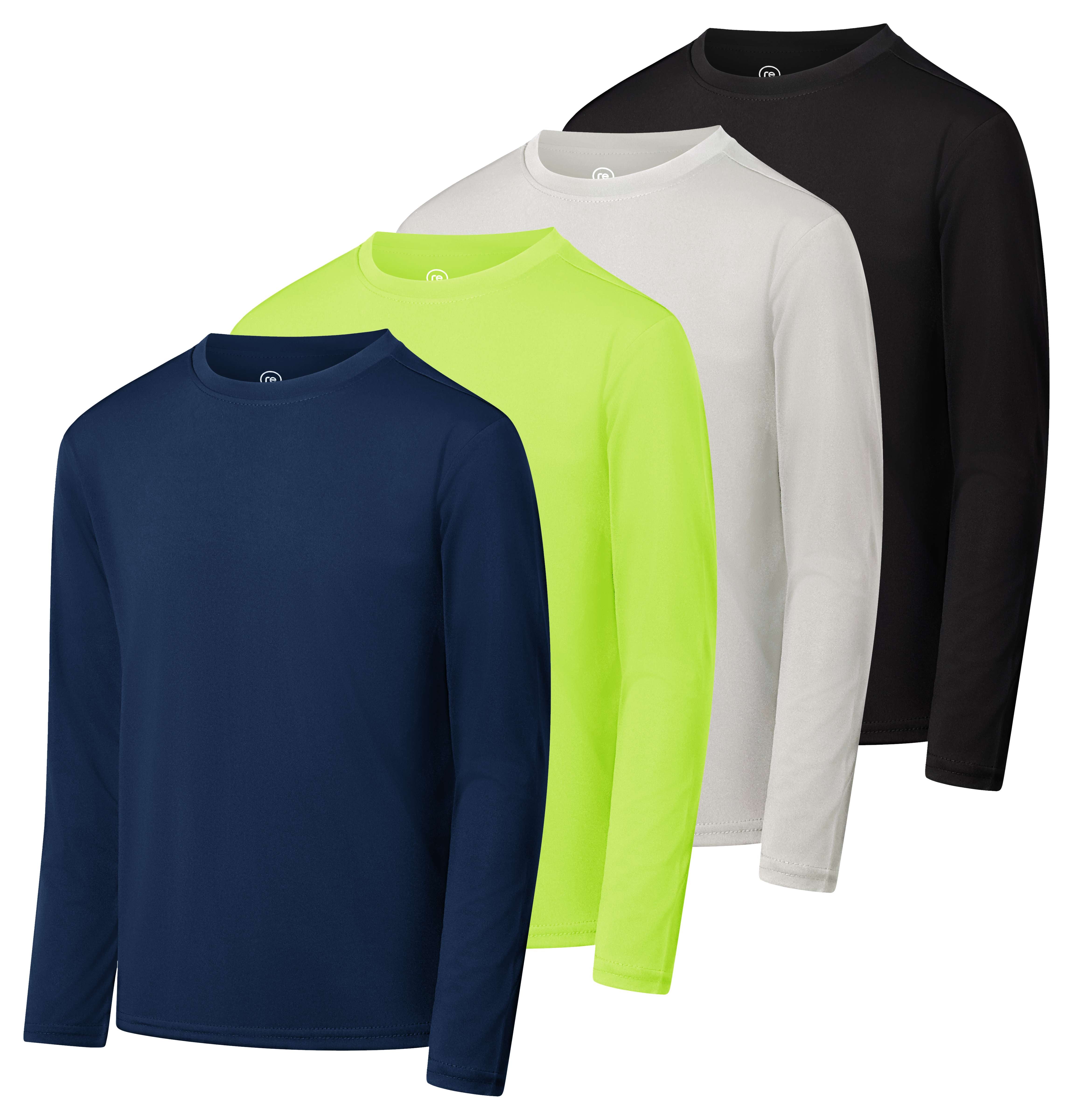 4 Pack: Boys Dry-Fit Active Long-Sleeve T-Shirt