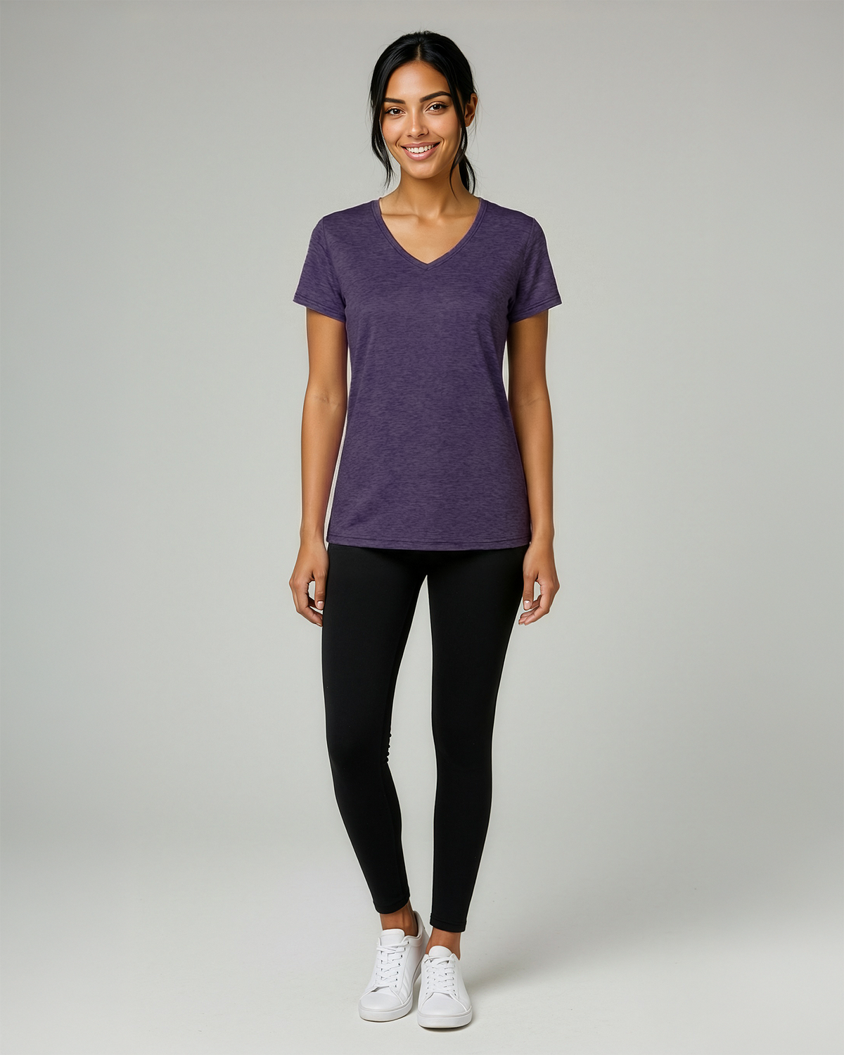 Real Essentials 5 Pack Womens Dry Fit V Neck Workout Tops Athletic T Shirts Gym Yoga Tees - Set 14