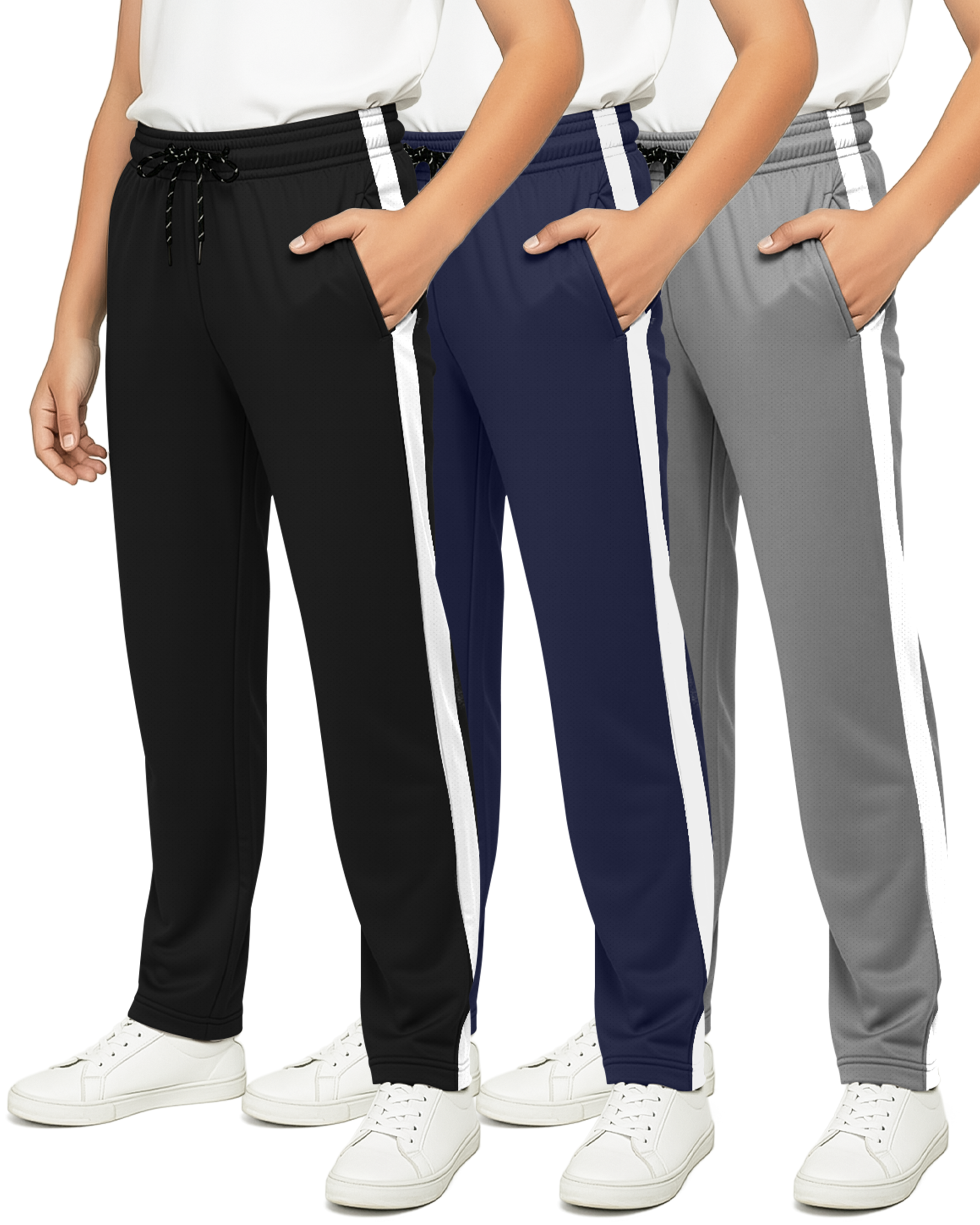 3 Pack: Boys Mesh Open Bottom Active Sweatpants
