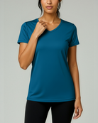 Real Essentials 5 Pack Womens Dry Fit V Neck Workout Tops Athletic T Shirts Gym Yoga Tees - Set 13