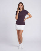 Real Essentials 3 Pack Women's Dry Fit Golf Polo Shirts with Zipper Short Sleeve Collared - Solid Black, Solid Plum Perfect, Solid Orchid Petal
