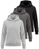 Real Essentials 3 Pack Girls' Fleece Pullover Hoodies Sweatshirts Sweaters Kids Teens Tops - Solid Black, Charcoal Heather, Grey Heather