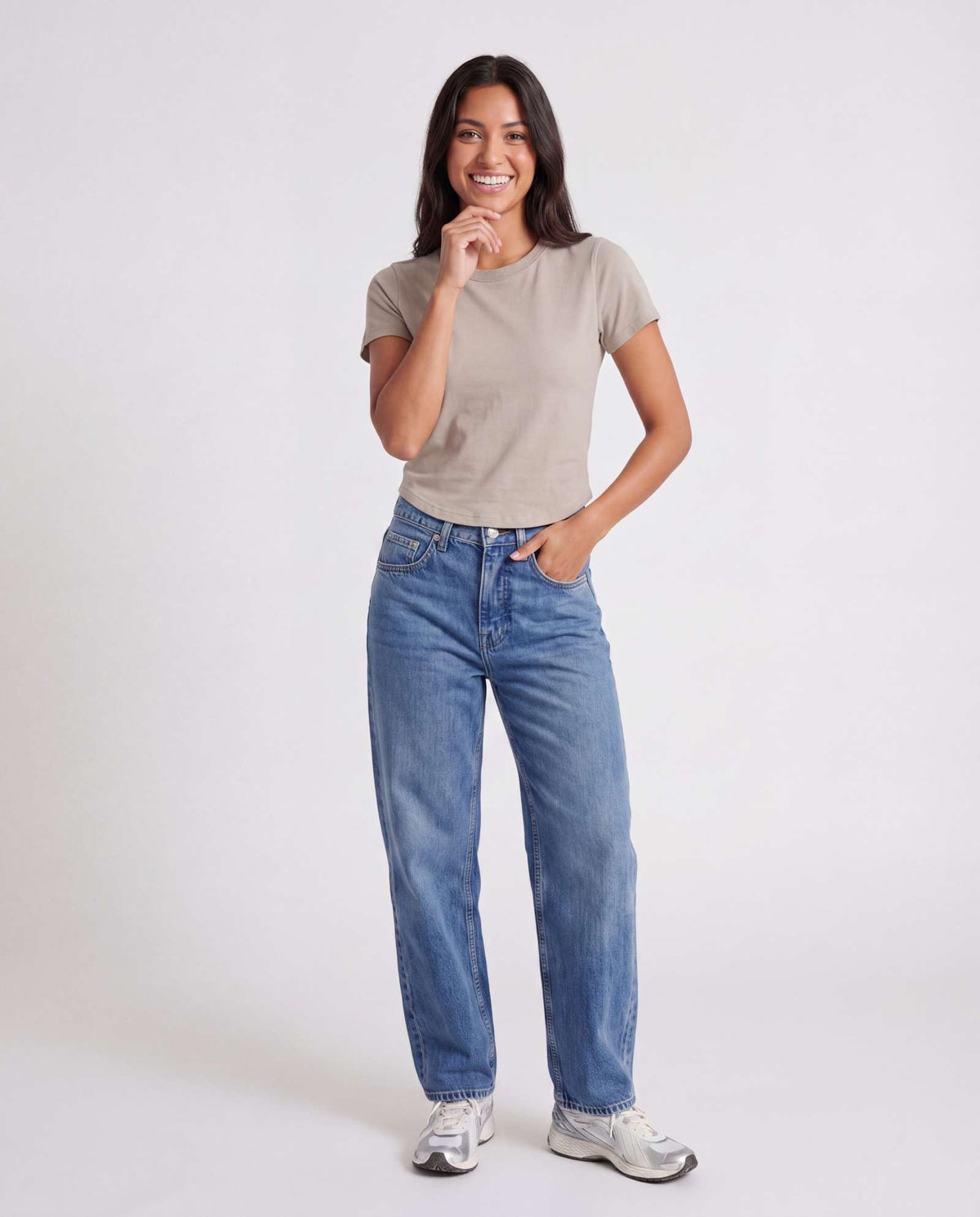 Real Essentials 3 Pack Women's Cropped Cap Sleeve Tops Cotton Basic Tees Going Out Shirts - Solid Black, Solid Chocolate Torte, Solid Moonbeam