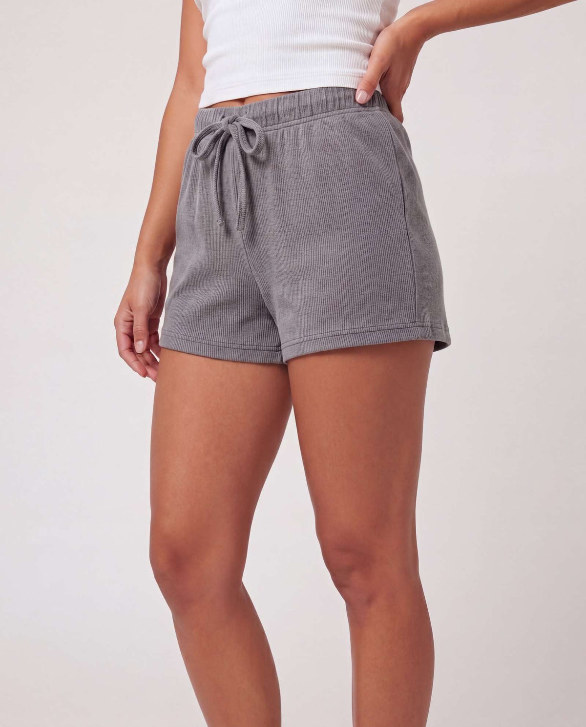 Real Essentials 3 Pack Women's Cotton Pajama Shorts Lounge Sleep Comfy Cute Casual Knit PJ - Solid Black, Solid Quiet Shade, Grey Heather, Solid Bright White