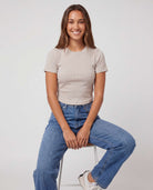 Real Essentials 3 Pack Women's Cropped Cotton Tshirts Ribbed Cap Sleeve Tees Going Out Tops - Solid Black, Solid Chocolate Torte, Solid Moonbeam