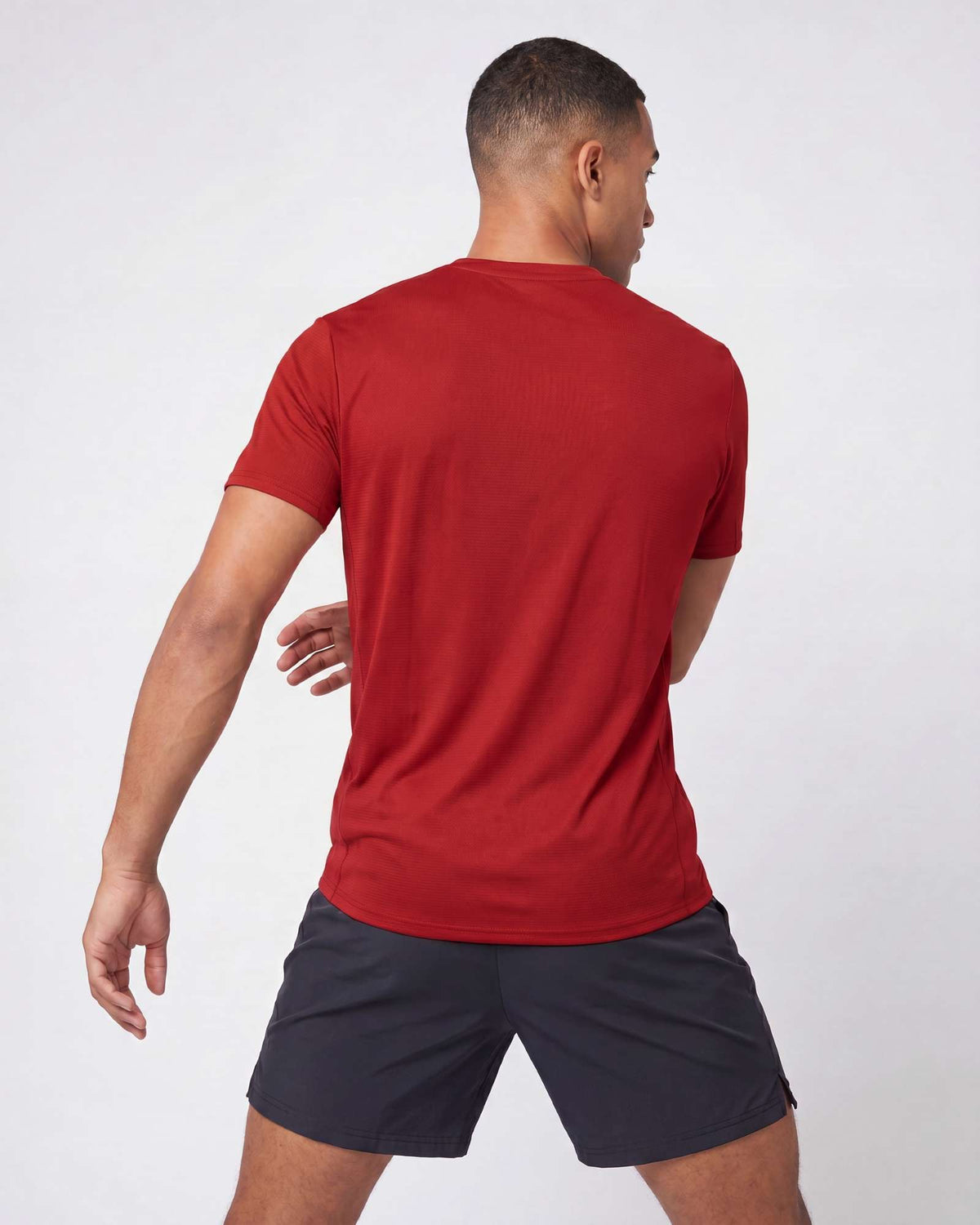 Real Essentials 5 Pack Men's Dry Fit Short Sleeve Crew T Shirts Gym Tees Athletic Workout - Solid Black, Solid Bright White, Charcoal, Solid Poppy Red, Elemental Blue