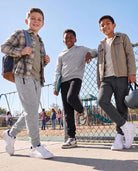 Real Essentials 3 Pack Boys Fleece Joggers Sweatpants Zipper Pockets Athletic Pants Teen - Solid Black, Charcoal Heather, Grey Heather