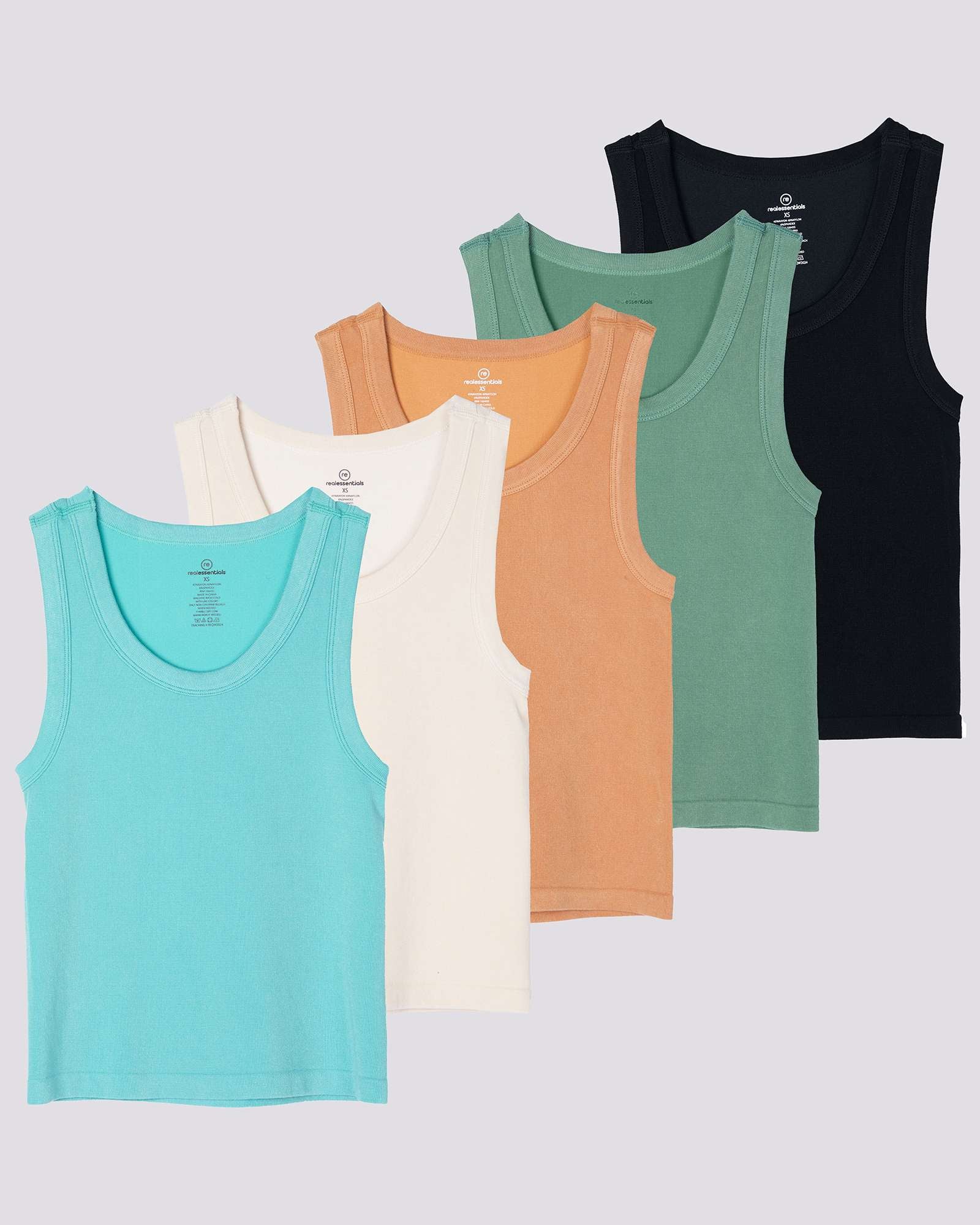 5 Pack: Women's Seamless Ribbed Cropped Tank Top