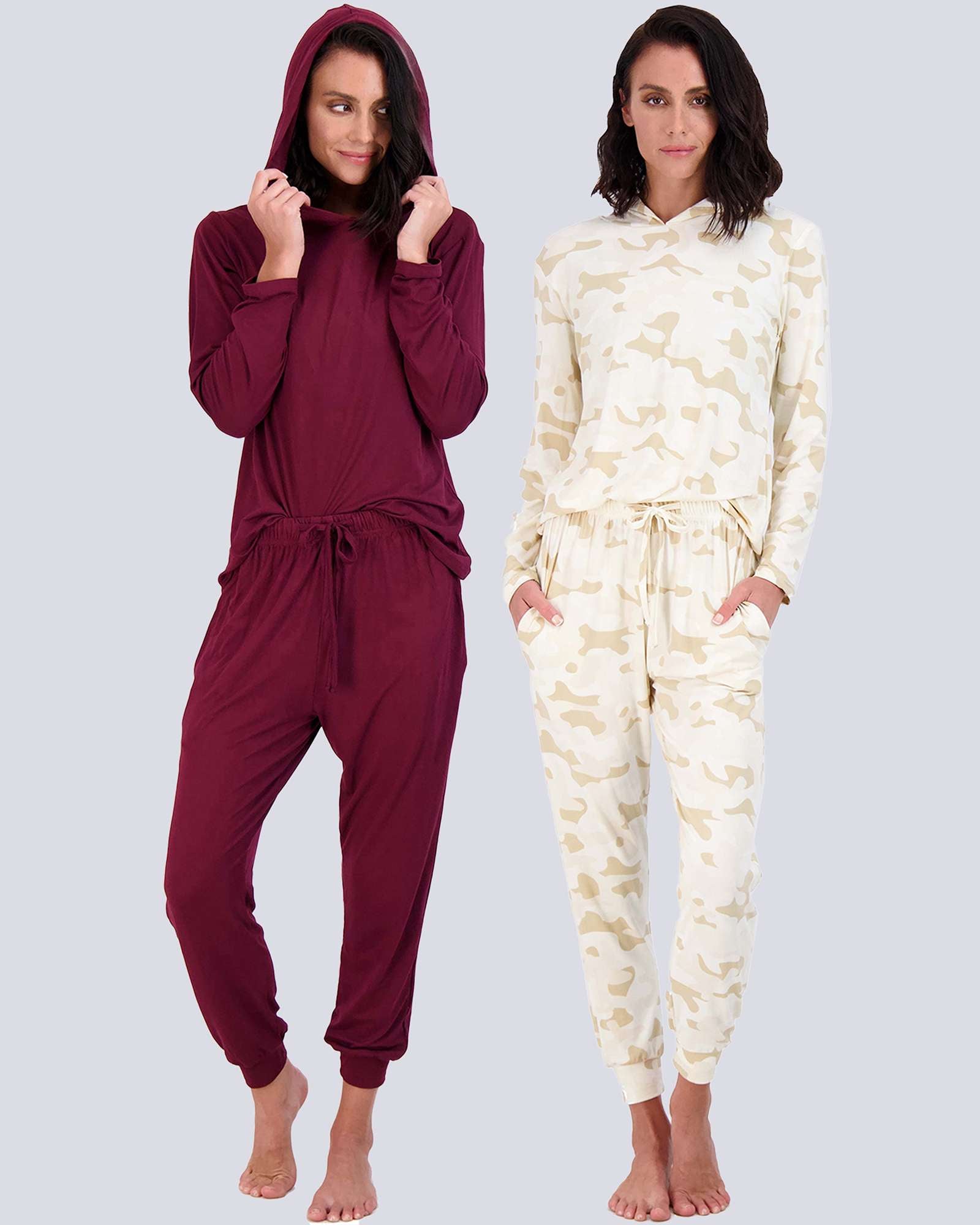 4 Piece: Womens Long Sleeve Henley & Jogger Lounge Pajama Set