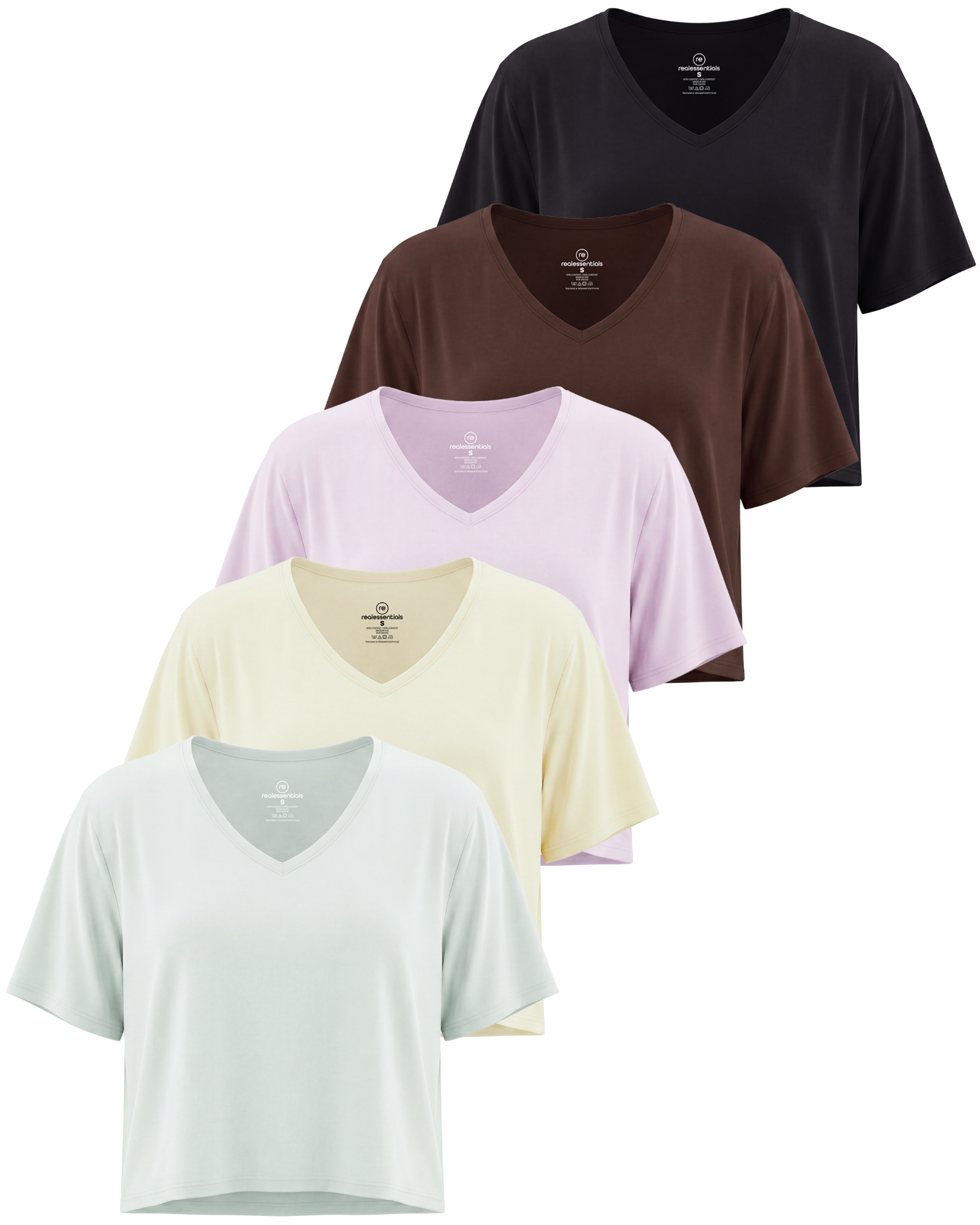 5 Pack: Women's Dry-Fit Short Sleeve V-Neck Crop Top