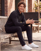 Real Essentials 2 Pack Mens Fleece Quarter Zip Sweatshirt Sweater Collared Long Sleeve Top - Solid Black, Grey Heather
